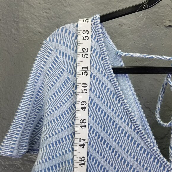 CAUTION TO THE WIND Anthropologie Jumpsuit Women's S Blue White Stripe Open Back - Picture 11 of 16